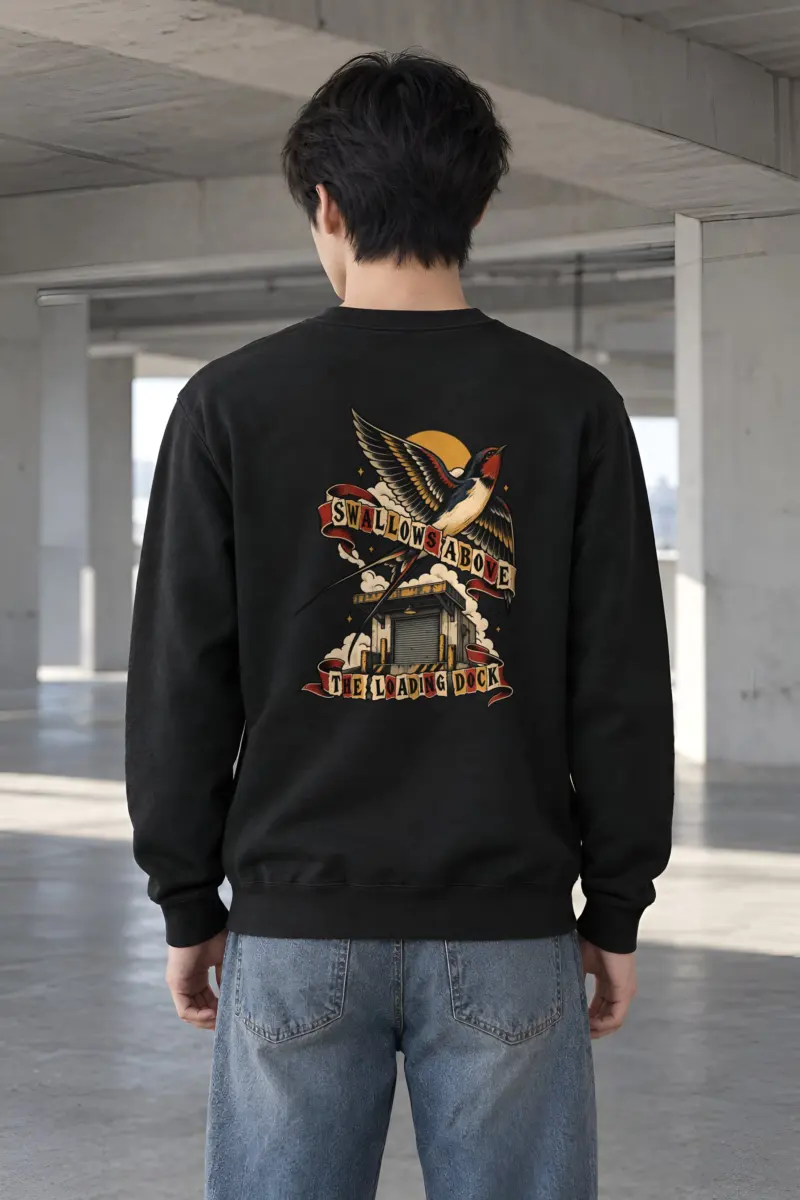 "Swallows Above the Loading Dock" Heavy Blend Unisex Crewneck Sweatshirt