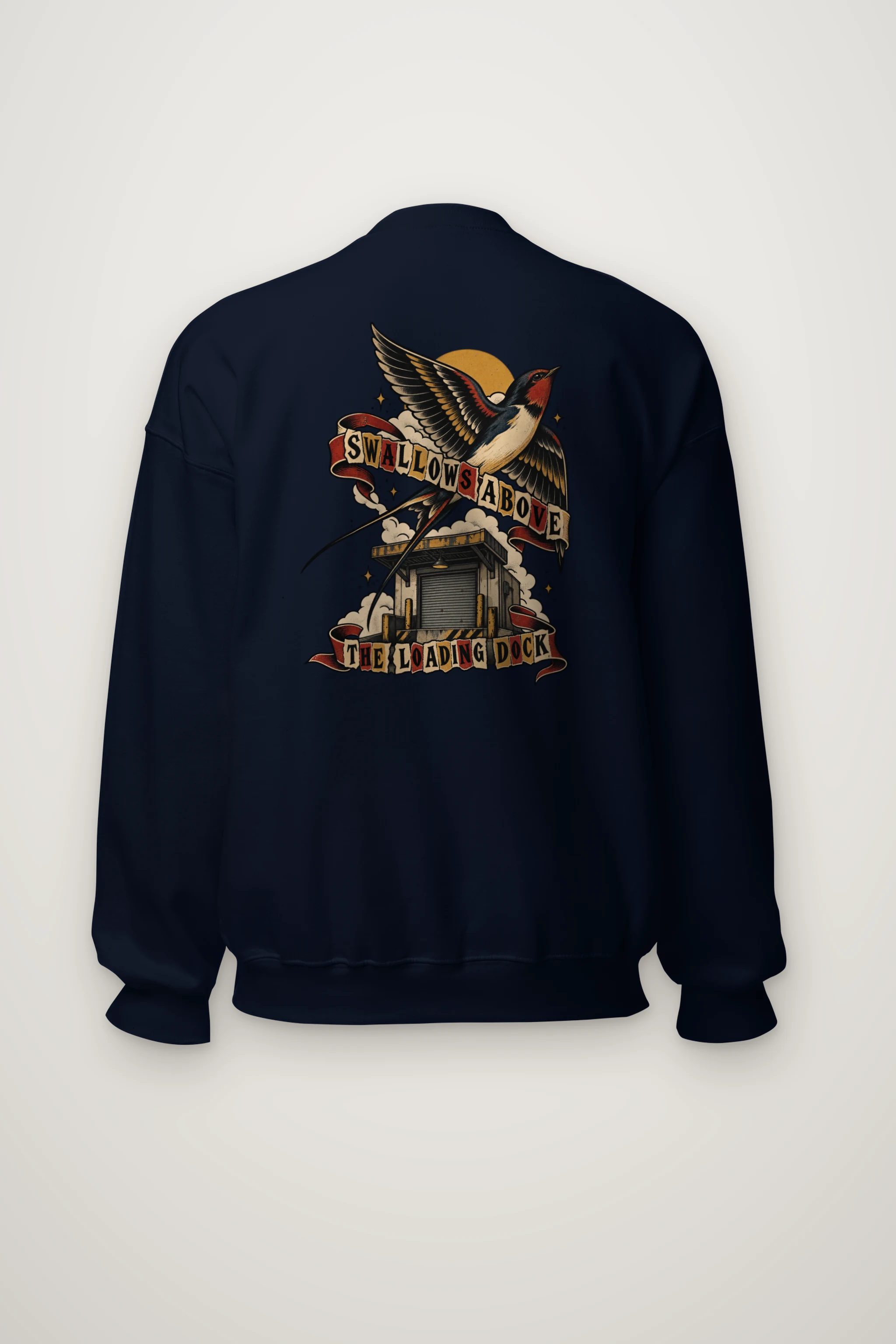 "Swallows Above the Loading Dock" Heavy Blend Unisex Crewneck Sweatshirt