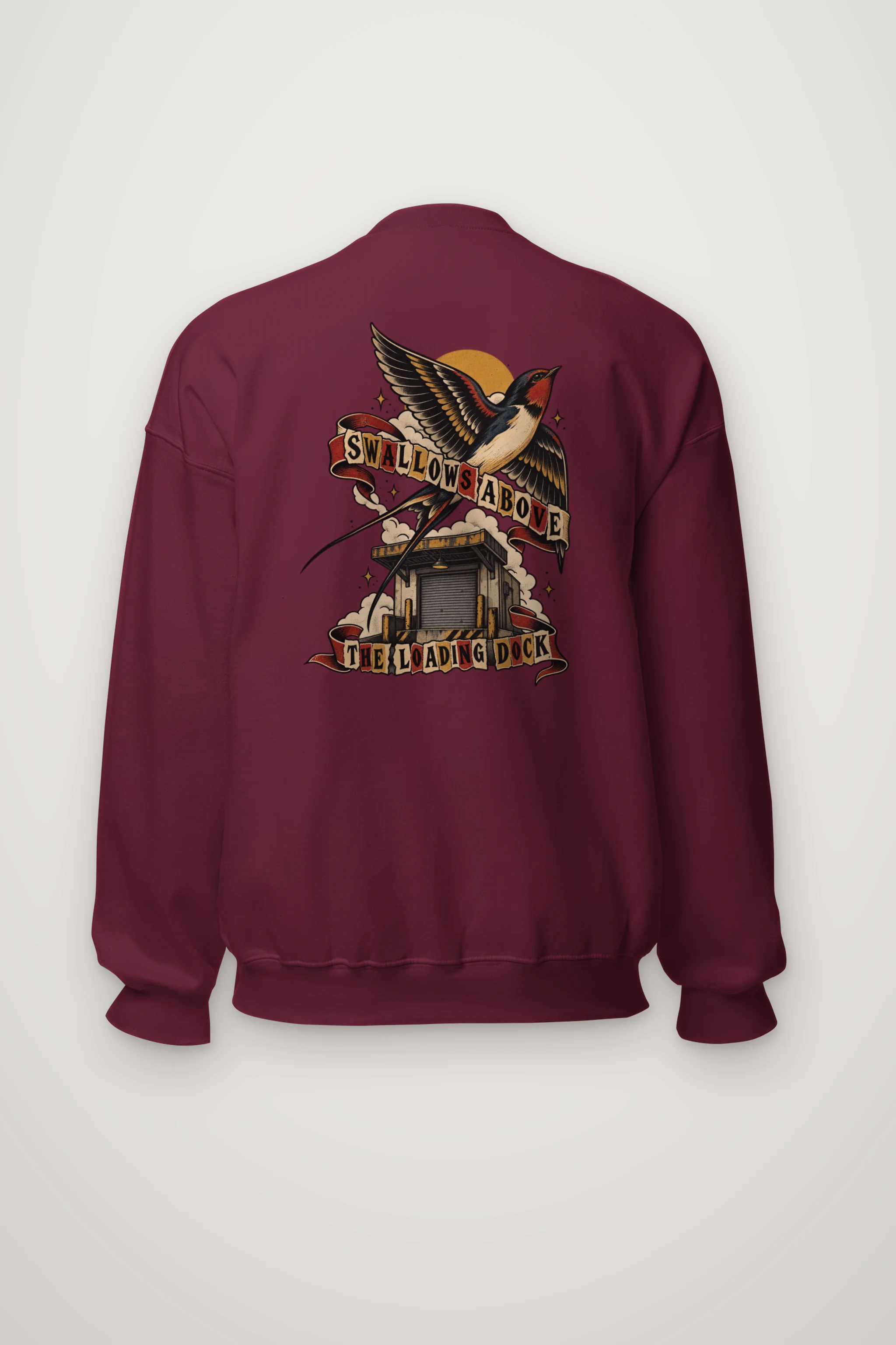 "Swallows Above the Loading Dock" Heavy Blend Unisex Crewneck Sweatshirt