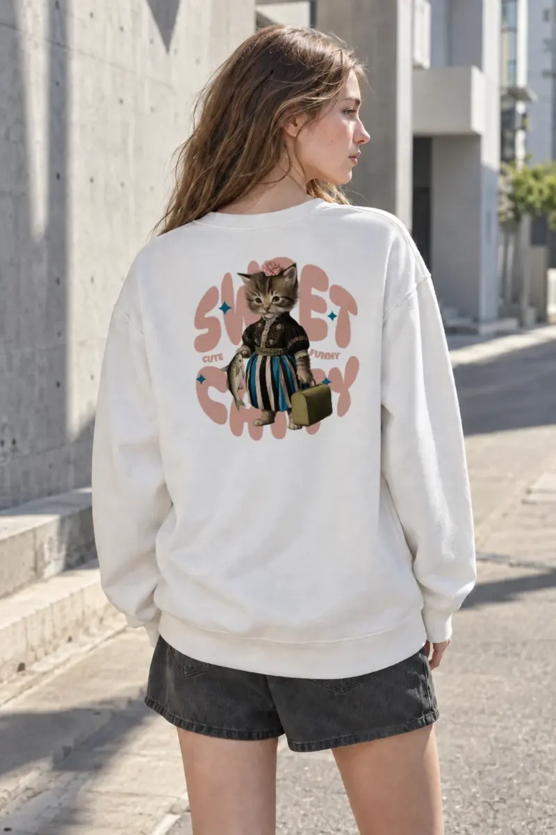 “Sweet Cat” Heavy Blend Unisex Crewneck Sweatshirt | Gildan 18000