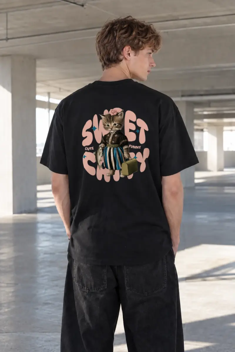 “Sweet Cat” Heavyweight Unisex Crewneck T-shirt | Gildan 5000