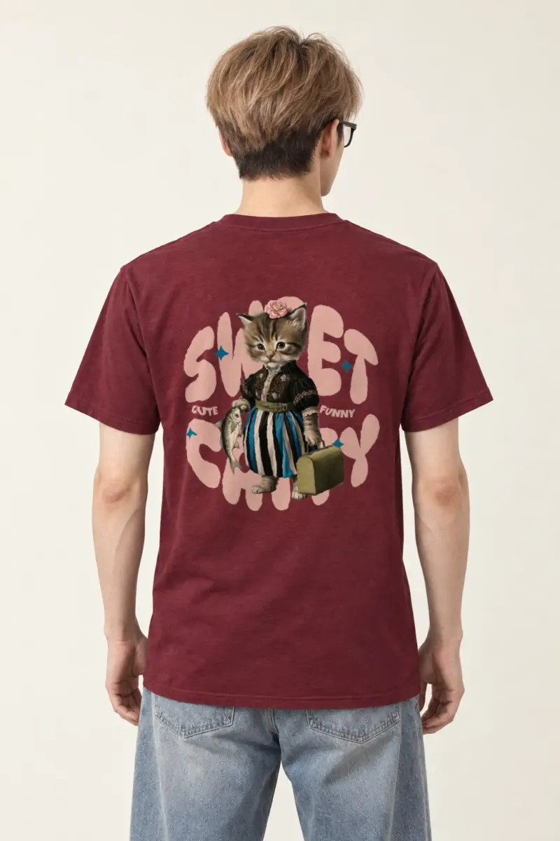 "Sweet Cat" Heavyweight Unisex Crewneck T-shirt