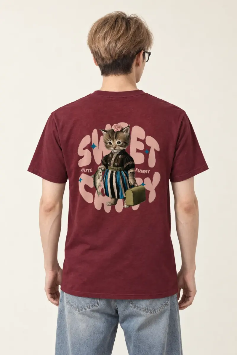 "Sweet Cat" Heavyweight Unisex Crewneck T-shirt