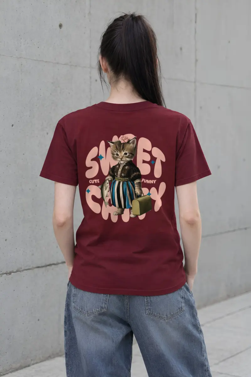 "Sweet Cat" Heavyweight Unisex Crewneck T-shirt