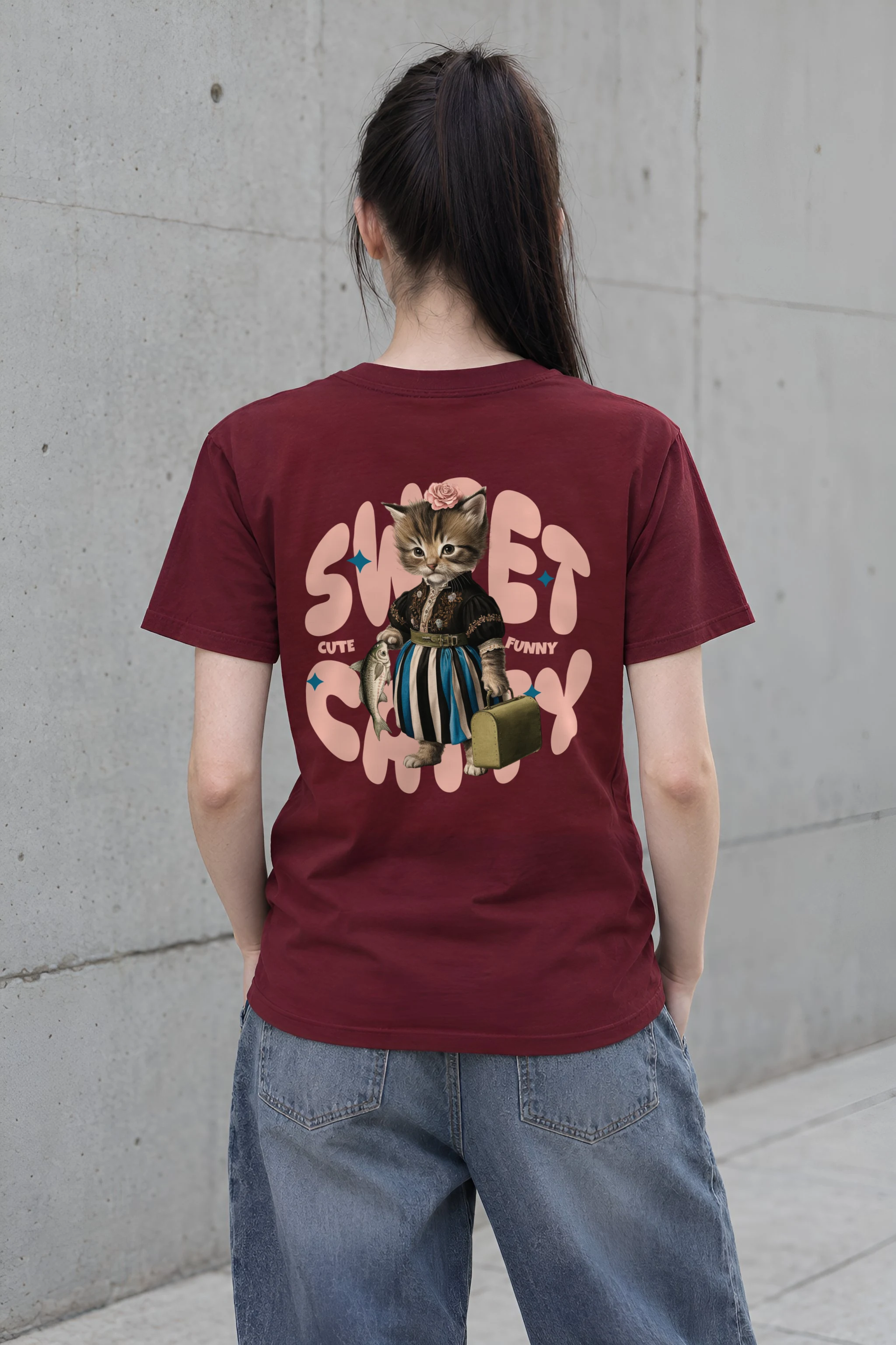 "Sweet Cat" Heavyweight Unisex Crewneck T-shirt