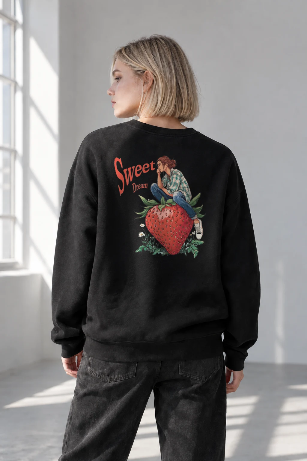 "Sweet Dream Strawberry" Heavy Blend Unisex Crewneck Sweatshirt | Gildan 18000