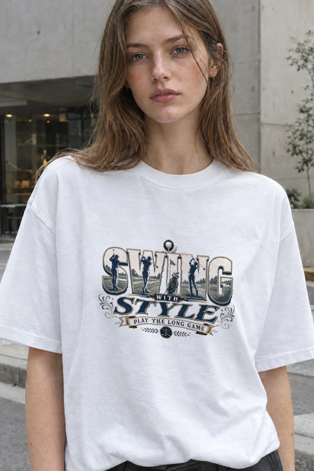 "Swing With Style" Heavyweight Unisex Crewneck T-shirt | Gildan 5000