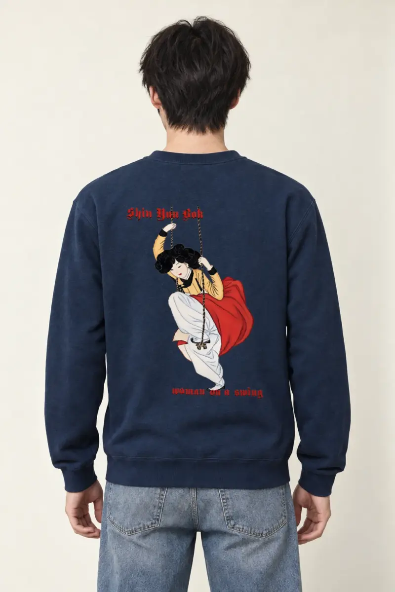"Swinging Hanbok Woman" Heavy Blend Unisex Crewneck Sweatshirt