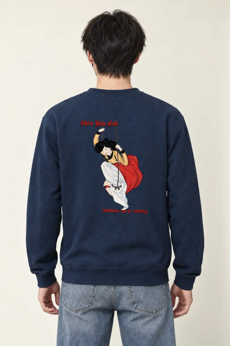 "Swinging Hanbok Woman" Heavy Blend Unisex Crewneck Sweatshirt