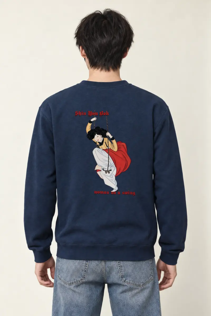 "Swinging Hanbok Woman" Heavy Blend Unisex Crewneck Sweatshirt