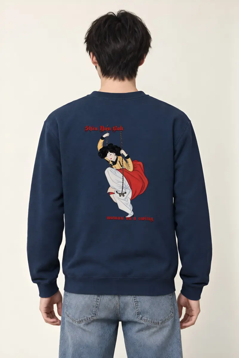 "Swinging Hanbok Woman" Heavy Blend Unisex Crewneck Sweatshirt