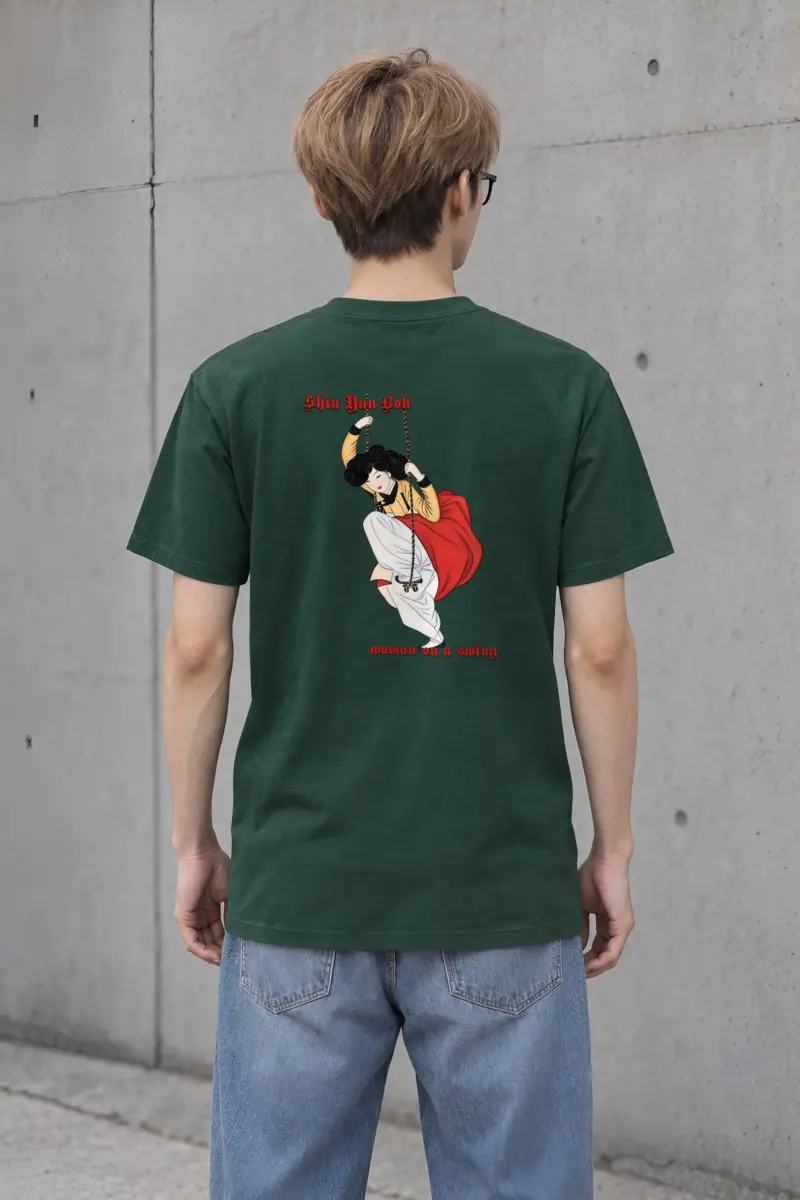 "Swinging Hanbok Woman" Heavyweight Unisex Crewneck T-shirt
