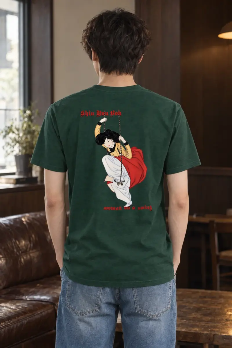 "Swinging Hanbok Woman" Heavyweight Unisex Crewneck T-shirt | Gildan 5000