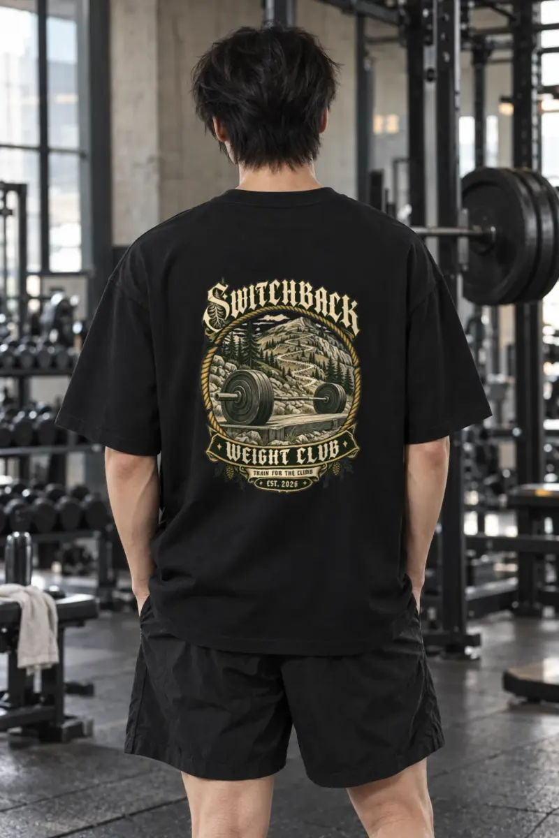 “Switchback Weight Club” Men’s Oversized Heavyweight Crewneck T-Shirt