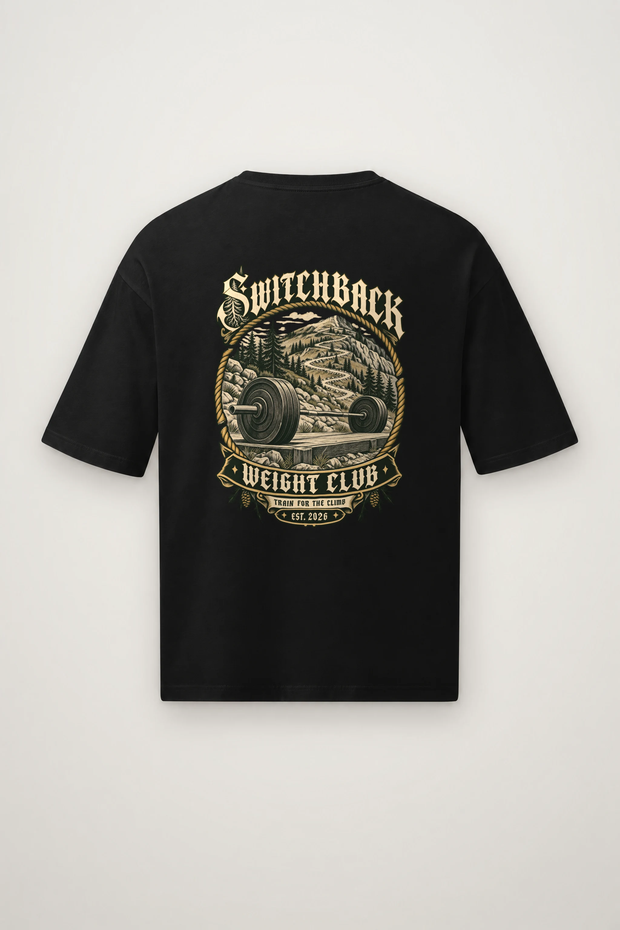 "Switchback Weight Club" Men's Oversized Heavyweight Crewneck T-Shirt