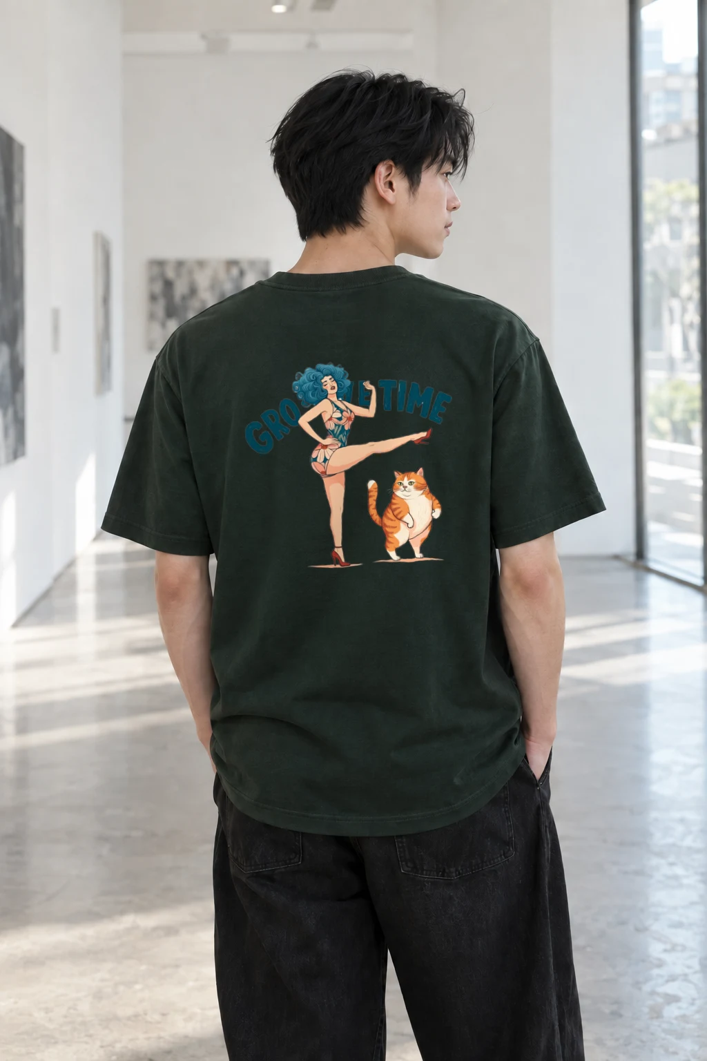 "Tabby Kick Time" Heavyweight Unisex Crewneck T-shirt | Gildan 5000