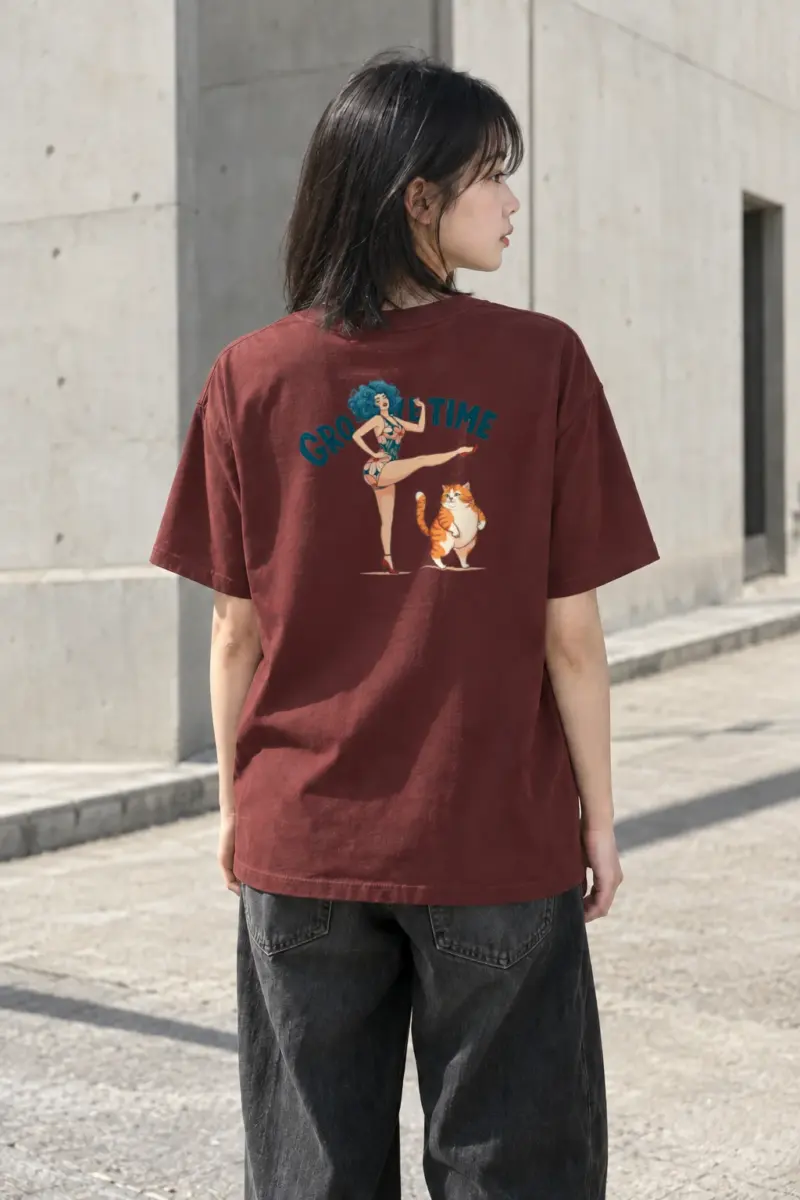 “Tabby Kick Time” Heavyweight Unisex Crewneck T-shirt | Gildan 5000
