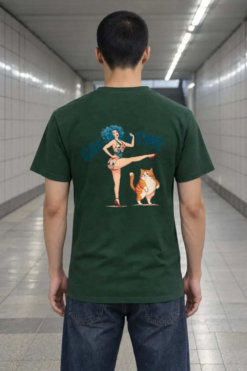 "Tabby Kick Time" Heavyweight Unisex Crewneck T-shirt | Gildan 5000