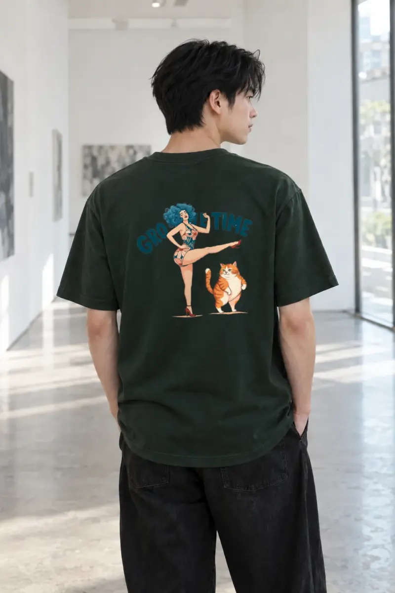 "Tabby Kick Time" Heavyweight Unisex Crewneck T-shirt | Gildan 5000