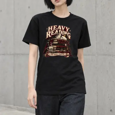 "Tabby Library Cat" Heavyweight Unisex Crewneck T-shirt | Gildan 5000
