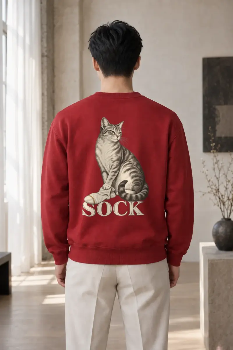 "Tabby With Sock" Heavy Blend Unisex Crewneck Sweatshirt | Gildan 18000