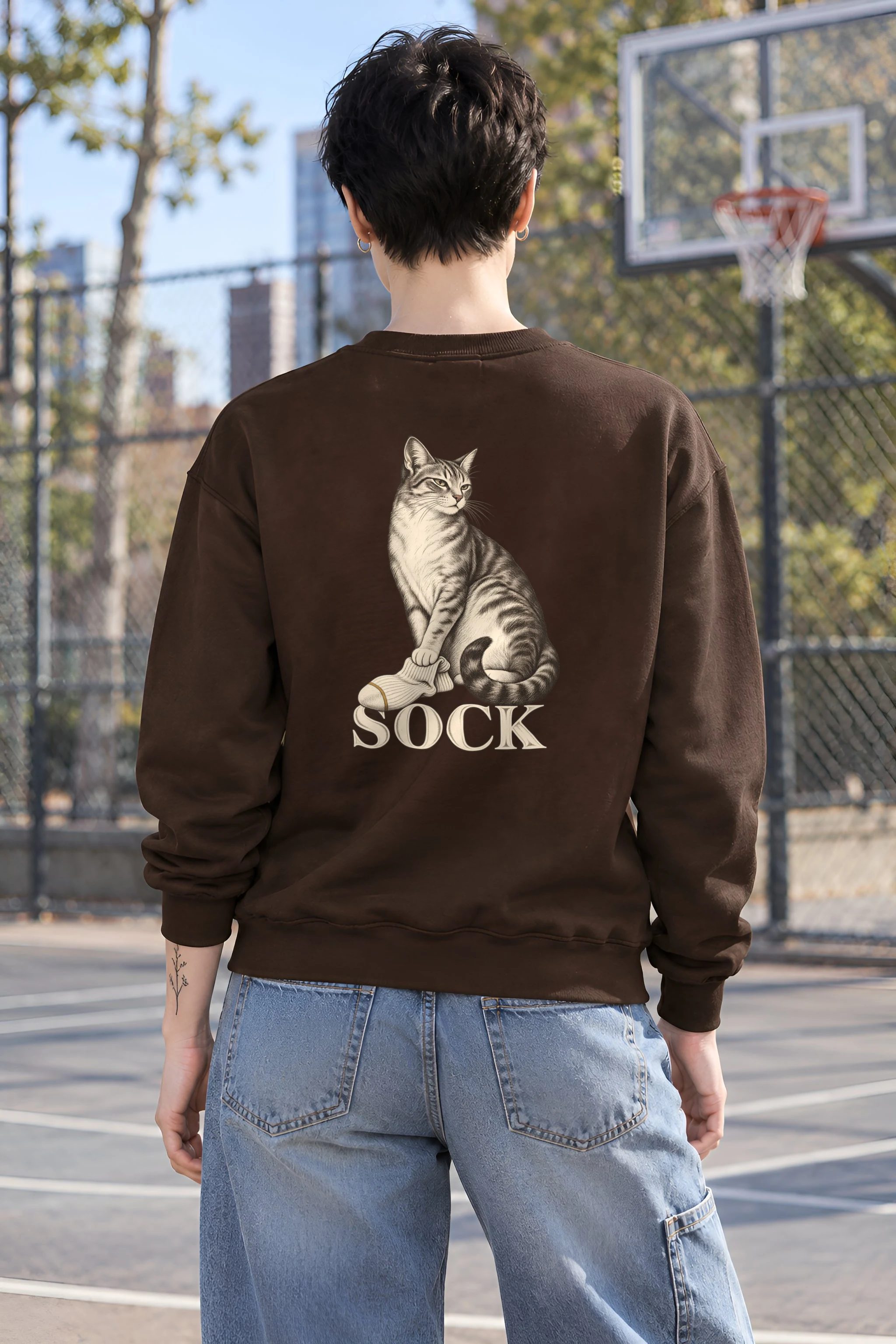 "Tabby With Sock" 1 Crewneck Sweatshirt