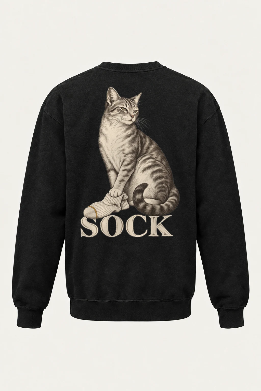 "Tabby With Sock" Heavy Blend Unisex Crewneck Sweatshirt | Gildan 18000