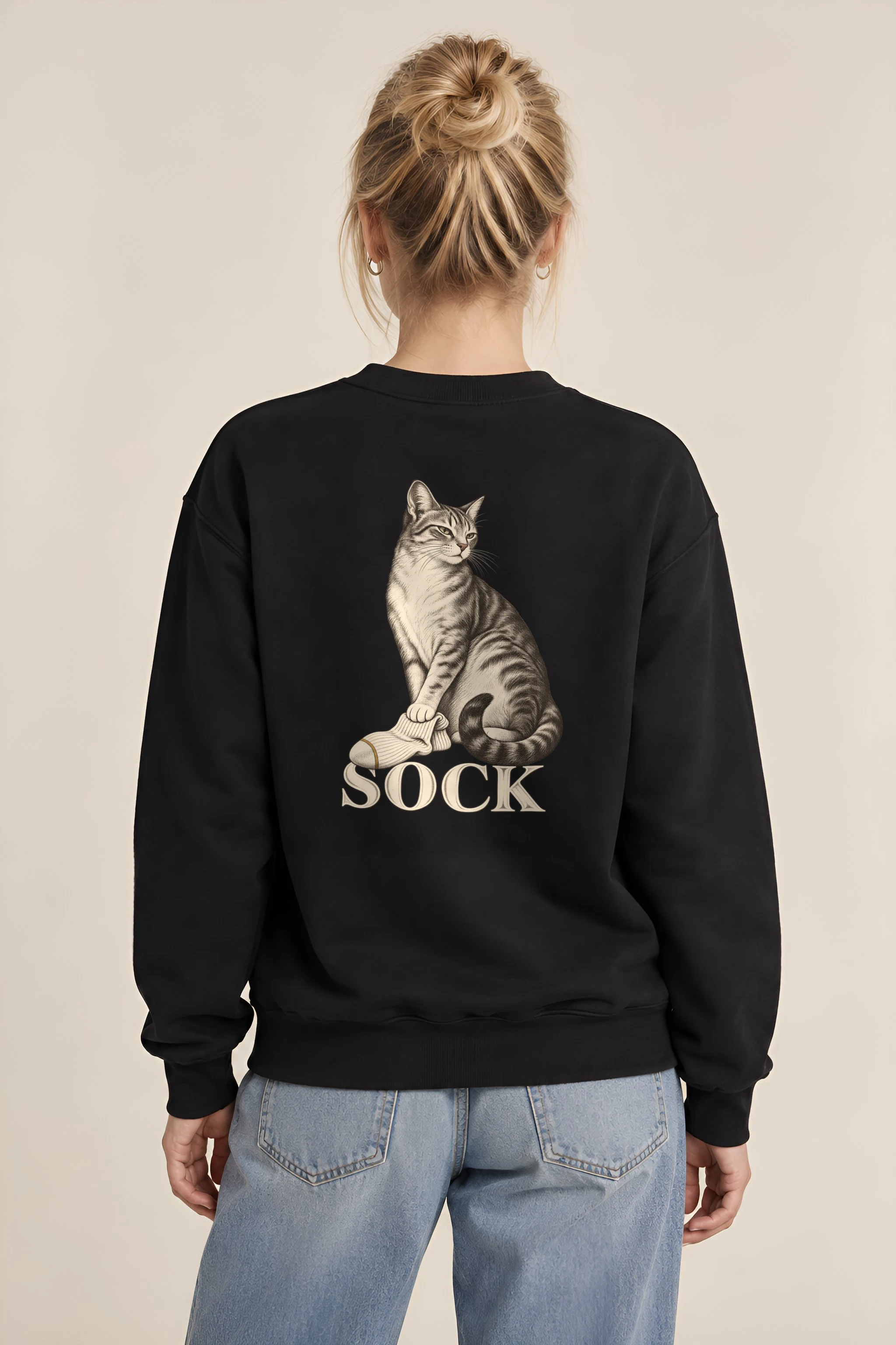 "Tabby With Sock" 1 Crewneck Sweatshirt