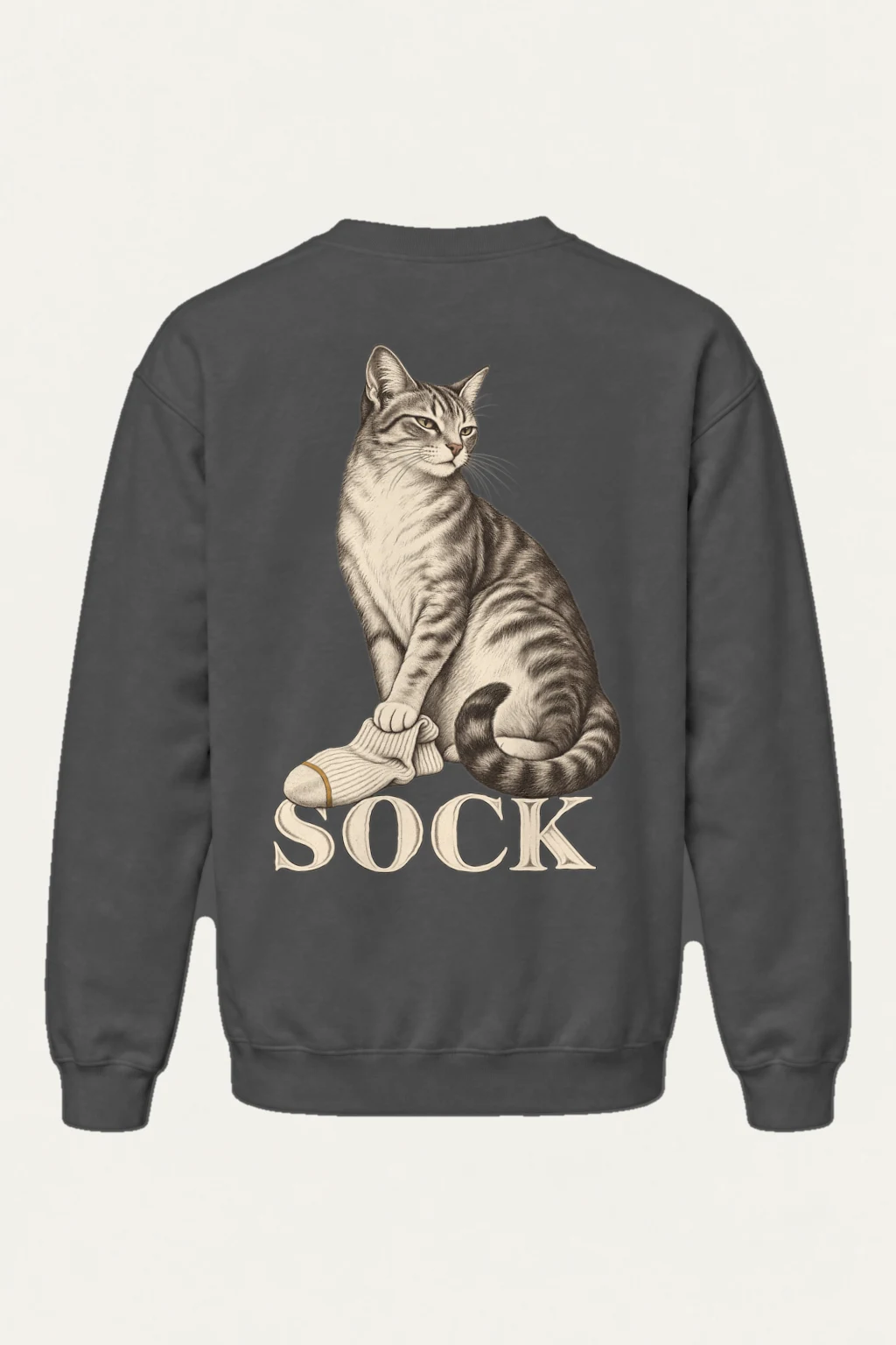 "Tabby With Sock" Heavy Blend Unisex Crewneck Sweatshirt | Gildan 18000