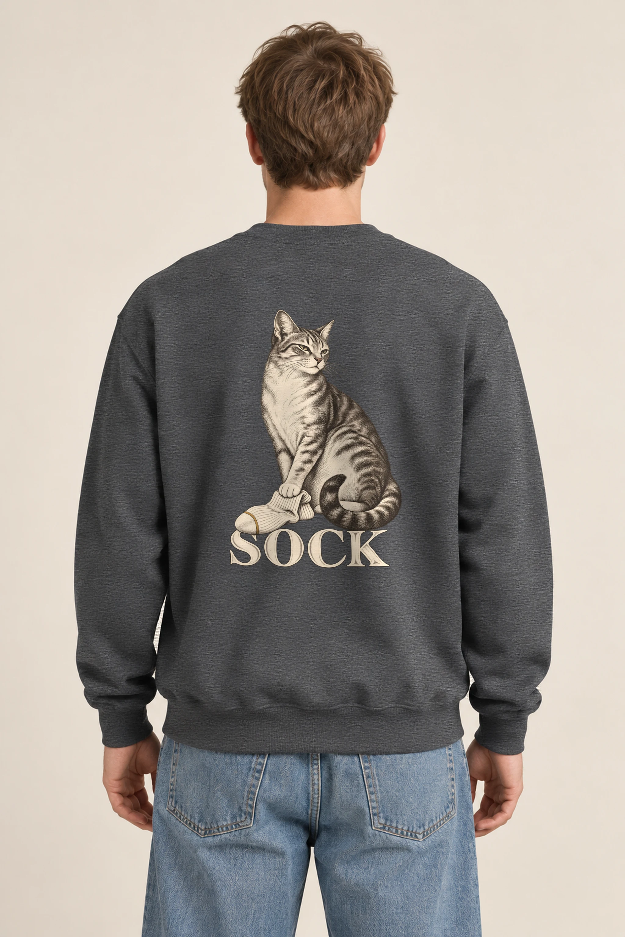 "Tabby With Sock" 1 Crewneck Sweatshirt