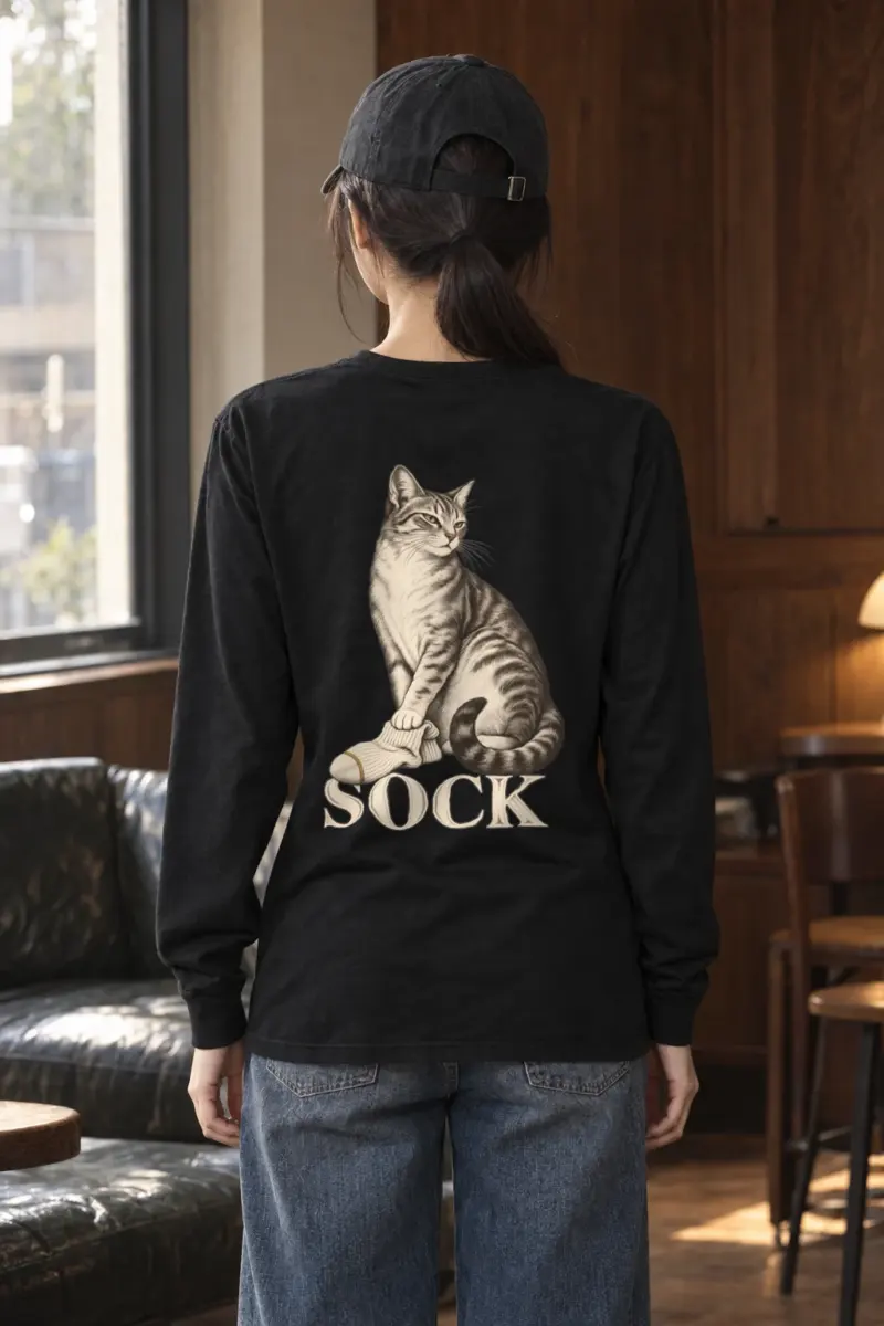 "Tabby With Sock" Unisex Longsleeve T-shirt