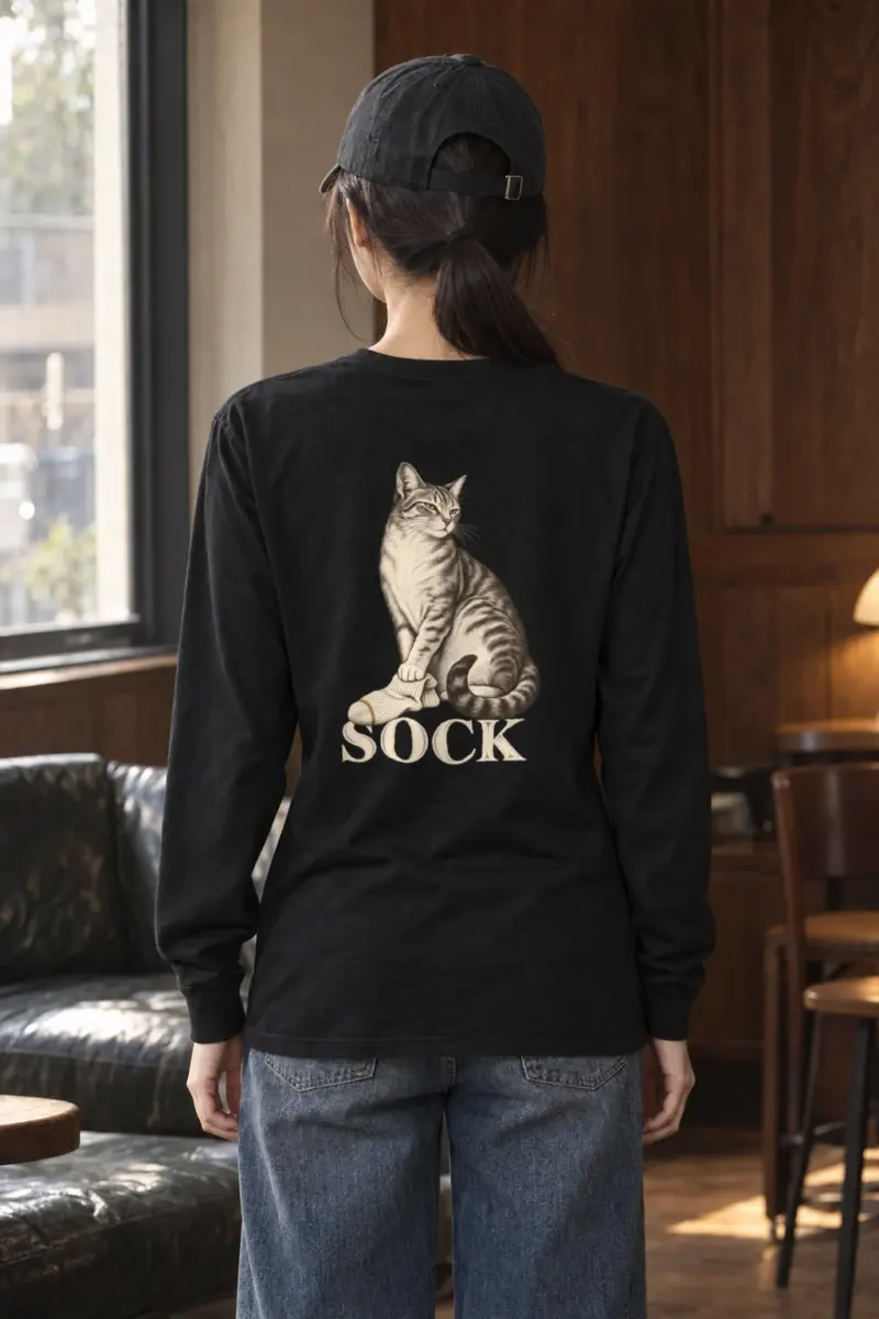 "Tabby With Sock" Unisex Longsleeve T-shirt
