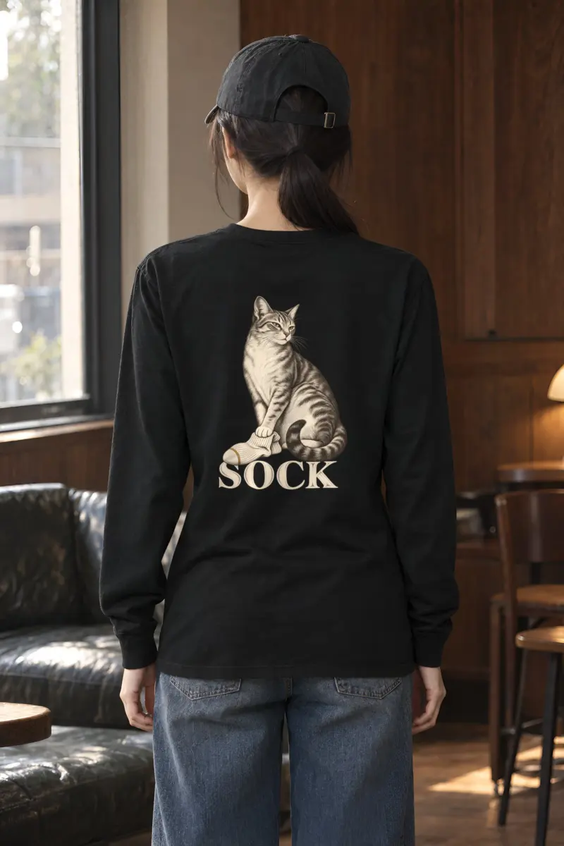 "Tabby With Sock" Unisex Longsleeve T-shirt