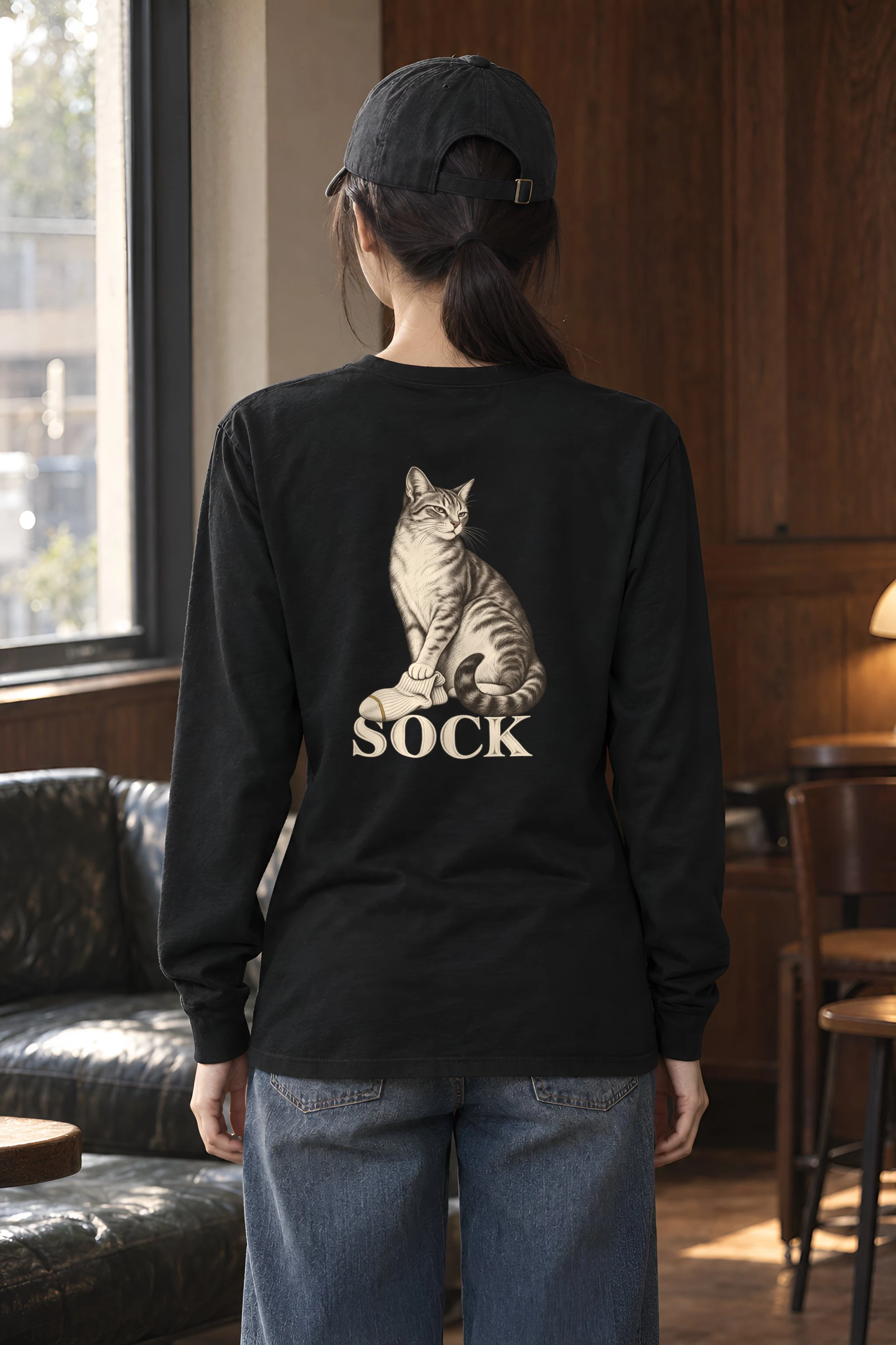 "Tabby With Sock" Unisex Longsleeve T-shirt