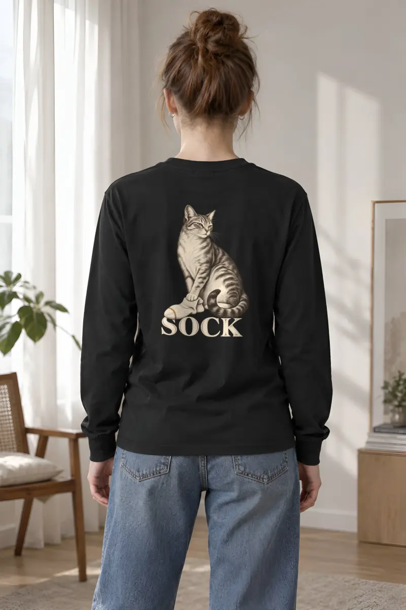 "Tabby With Sock" Unisex Longsleeve T-shirt