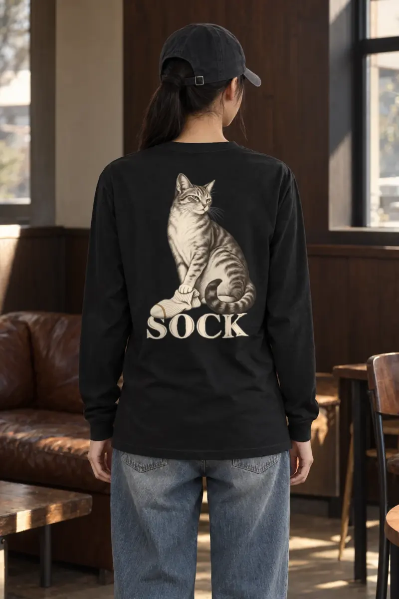 "Tabby With Sock" Unisex Longsleeve T-shirt