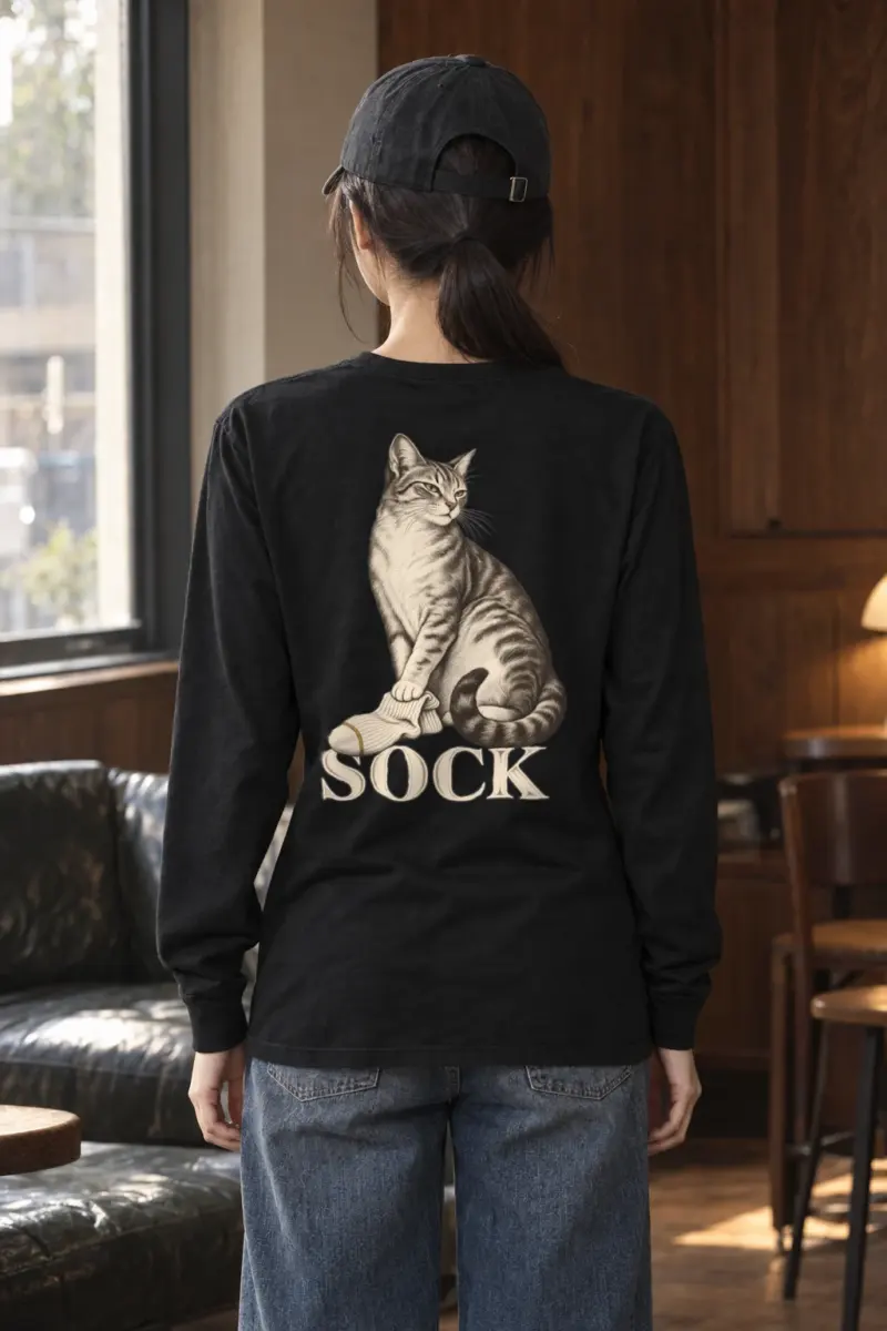 "Tabby With Sock" Unisex Longsleeve T-shirt