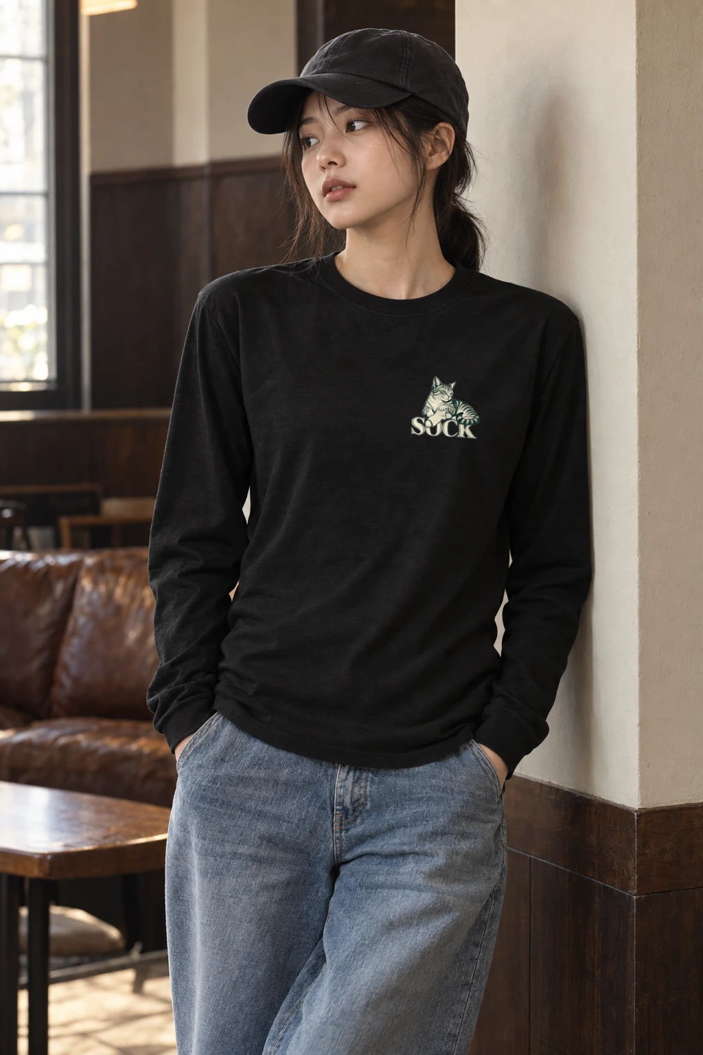 "Tabby With Sock" Unisex Longsleeve T-shirt