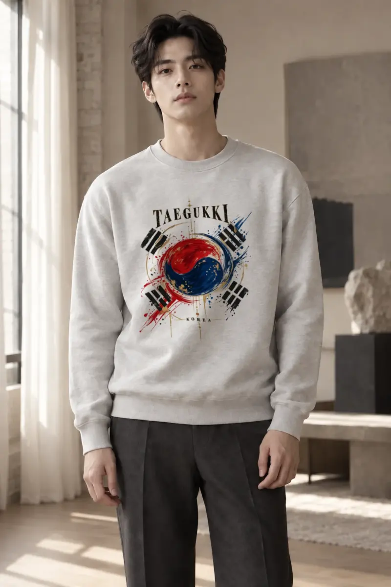 "Taegeukki Korea" Heavy Blend Unisex Crewneck Sweatshirt | Gildan 18000