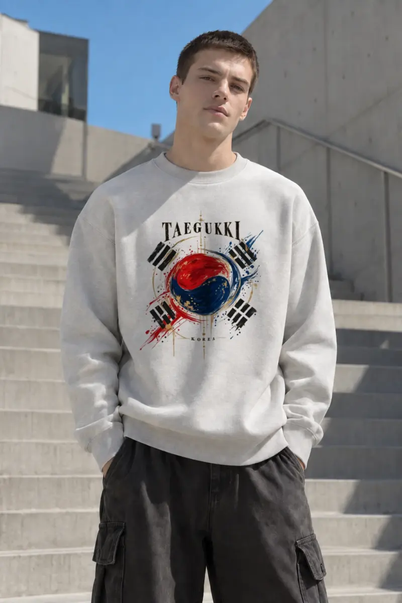 "Taegeukki Korea" Heavy Blend Unisex Crewneck Sweatshirt | Gildan 18000