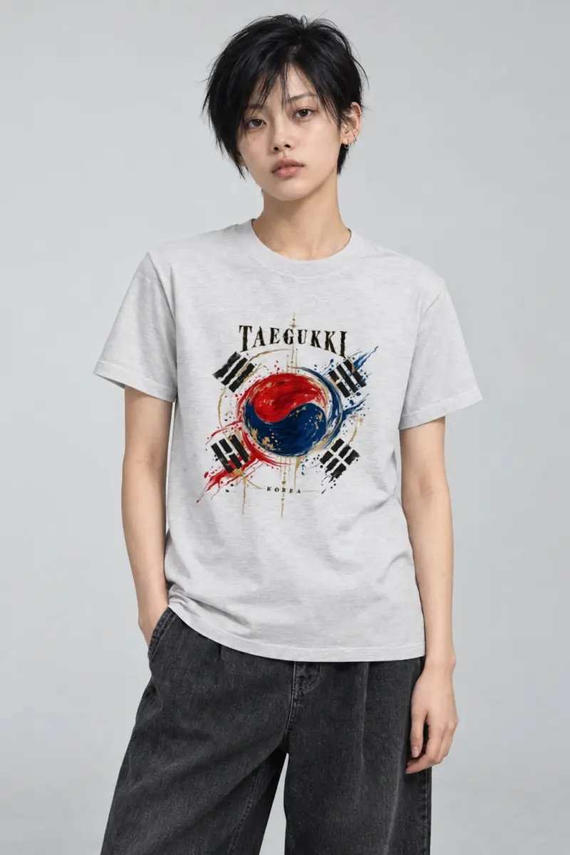 "Taegeukki Korea" Heavyweight Unisex Crewneck T-shirt | Gildan 5000