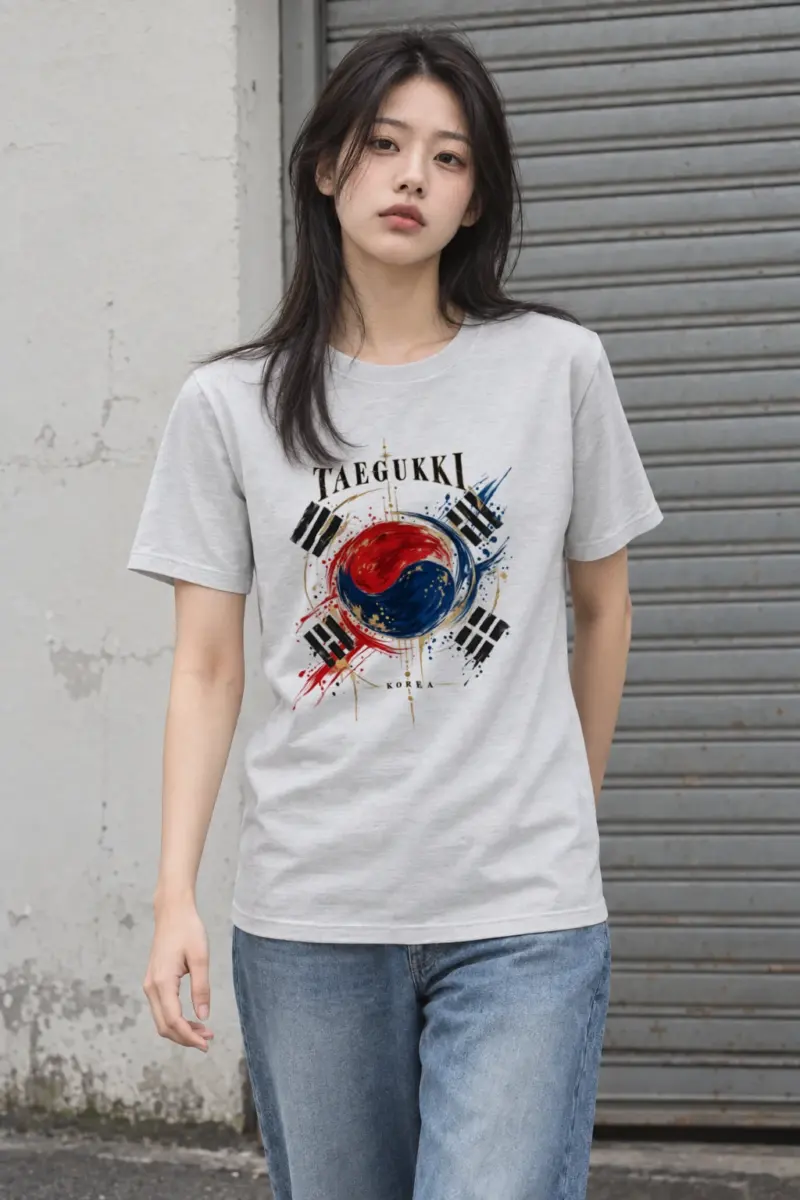 "Taegeukki Korea" Heavyweight Unisex Crewneck T-shirt | Gildan 5000