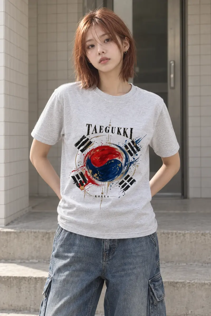 "Taegeukki Korea" Heavyweight Unisex Crewneck T-shirt