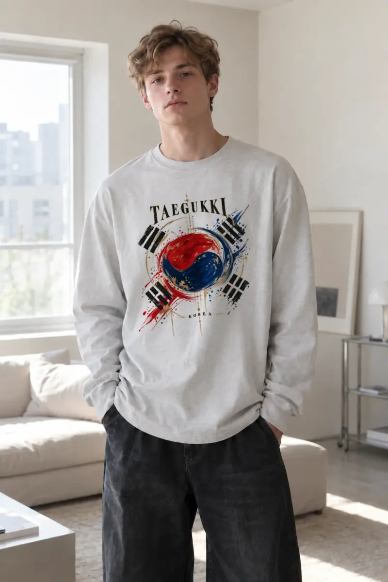 "Taegeukki Korea" Unisex Longsleeve T-shirt | Gildan 2400