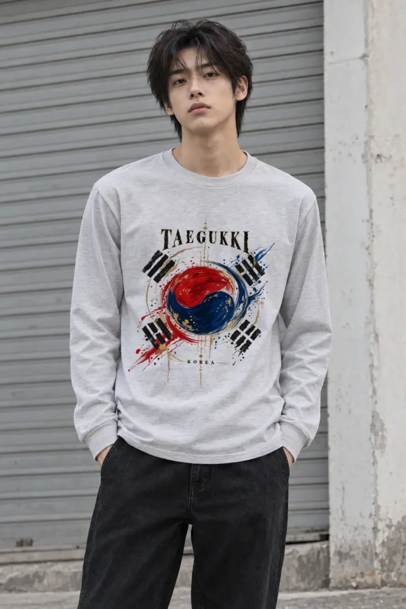"Taegeukki Korea" Unisex Longsleeve T-shirt | Gildan 2400