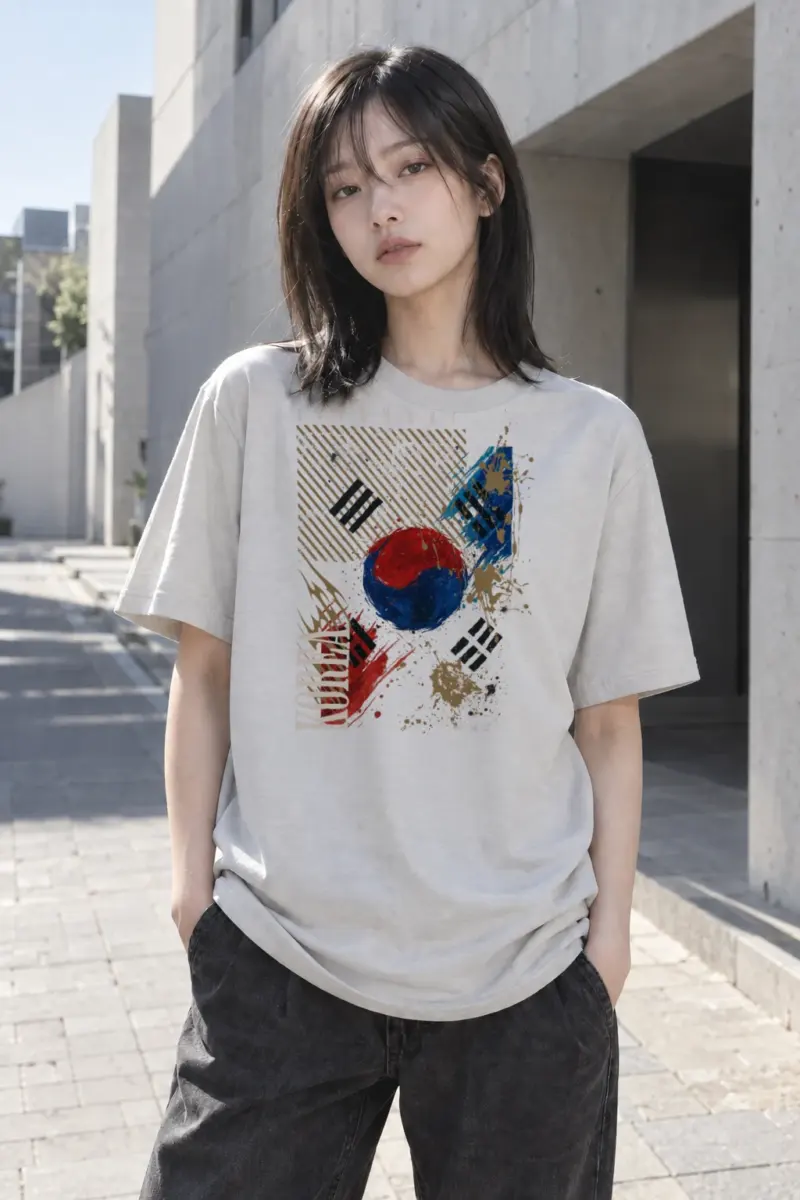 “Taegukki Korea” Heavyweight Unisex Crewneck T-shirt | Gildan 5000