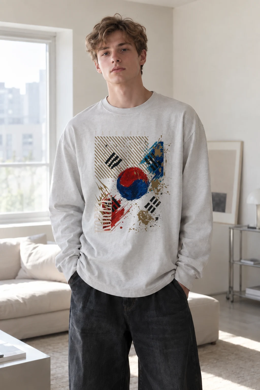 "Taegukki Korea" Unisex Longsleeve T-shirt | Gildan 2400