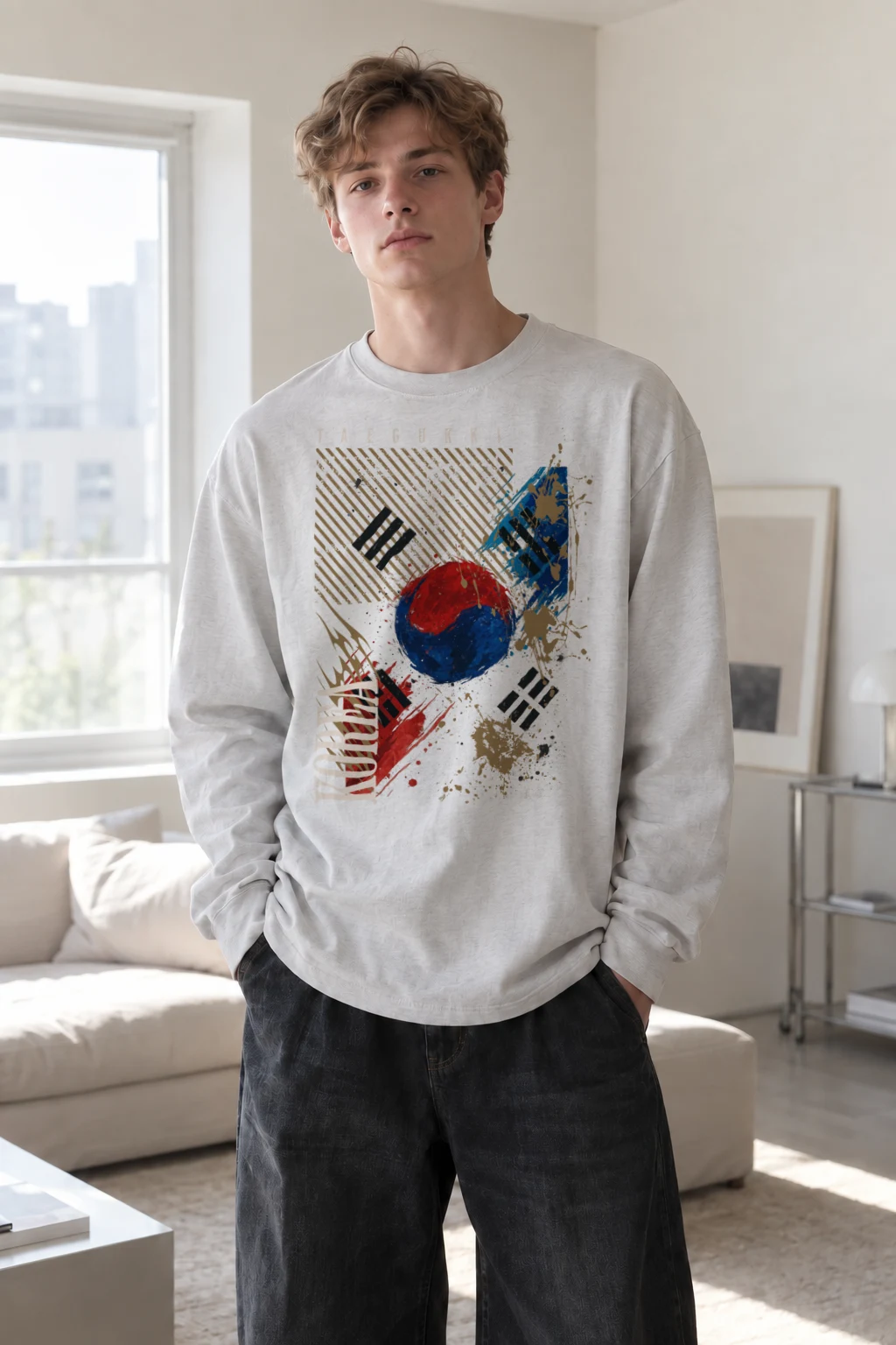 "Taegukki Korea" Unisex Longsleeve T-shirt | Gildan 2400