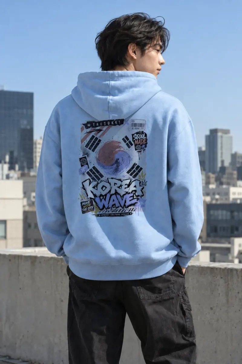 "Taegukki Seoul Wave" Heavy Blend Unisex Pullover Hoodie | Gildan 18500