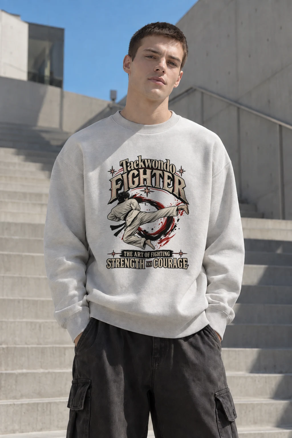 "Taekwondo Fighter" Heavy Blend Unisex Crewneck Sweatshirt | Gildan 18000